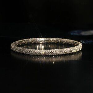 Shimmer Pavé Bangle Bracelet | 4mm CZ in Gold, Rose Gold, or Silver